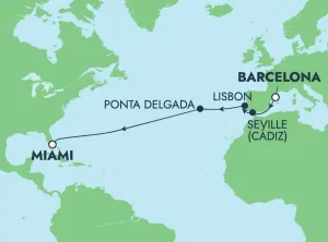 Transatlantisk cruise fra Barcelona til Miami