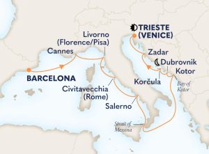 cruisereiser, cruise, nordmannsreiser, Cruise fra Barcelona til Venezia med Holland America